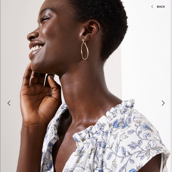 NWT LOFT Floral Ruffled Split neck Dress w/o belt - Picture 3 of 5